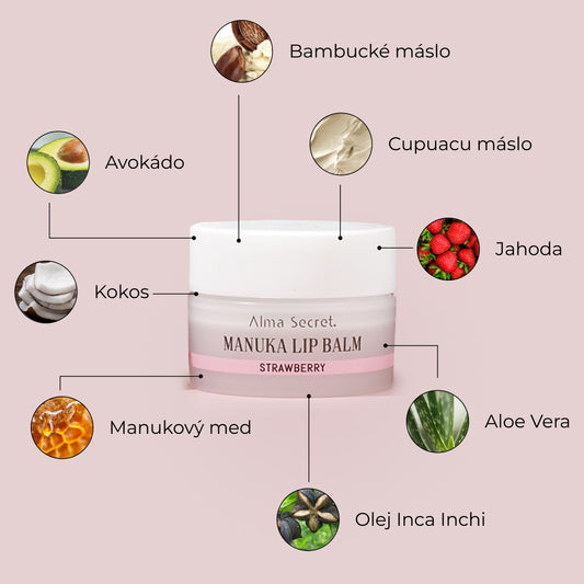 Regenerační manukový balzám na rty s hyaluronem - Jahoda