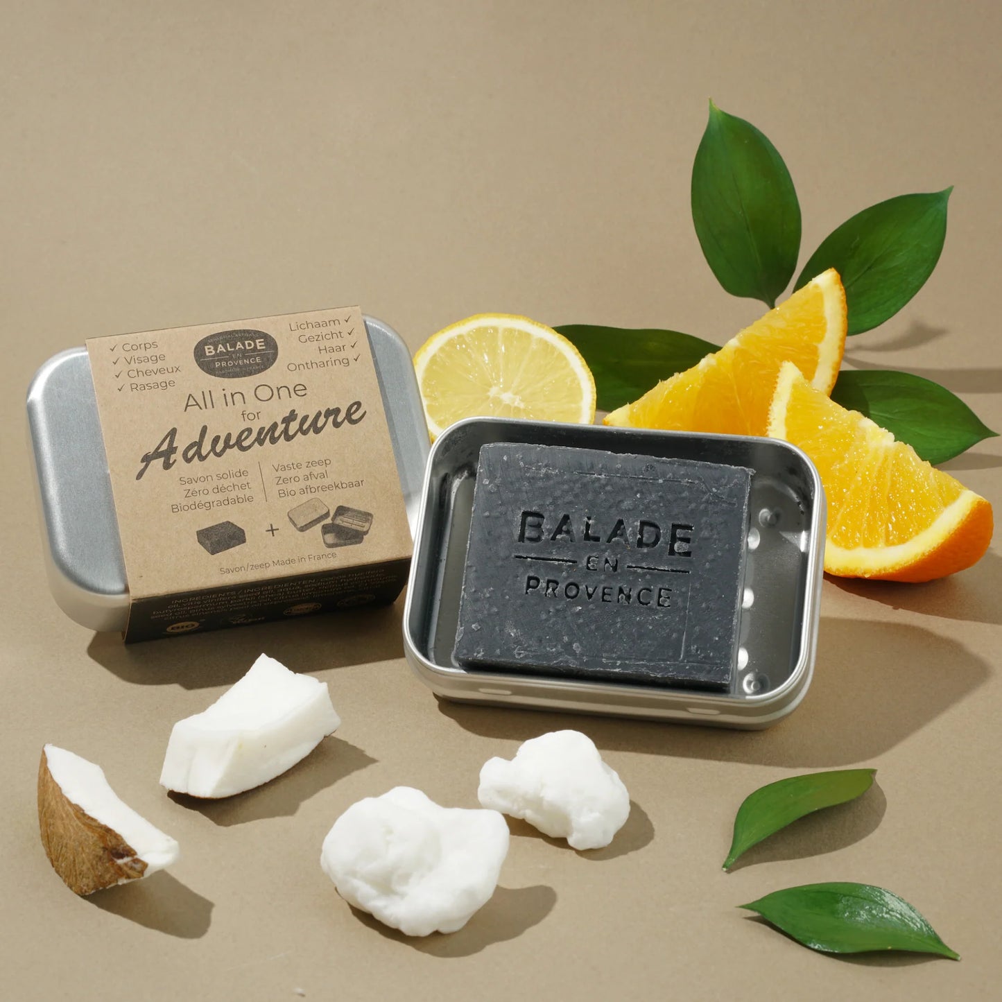 SET FOR ALL ADVENTURES (BIO ALL-IN-ONE tuhý šampon a mýdlo pro muže - Citrus v cestovním pouzdře).