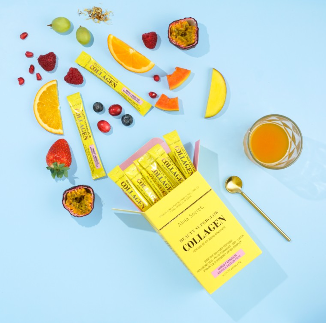 BEAUTY SUPERGLOW COLLAGEN - Kolagenový nápoj pro zářivou pleť a pevnější pokožku, příchut' mango & marakuja