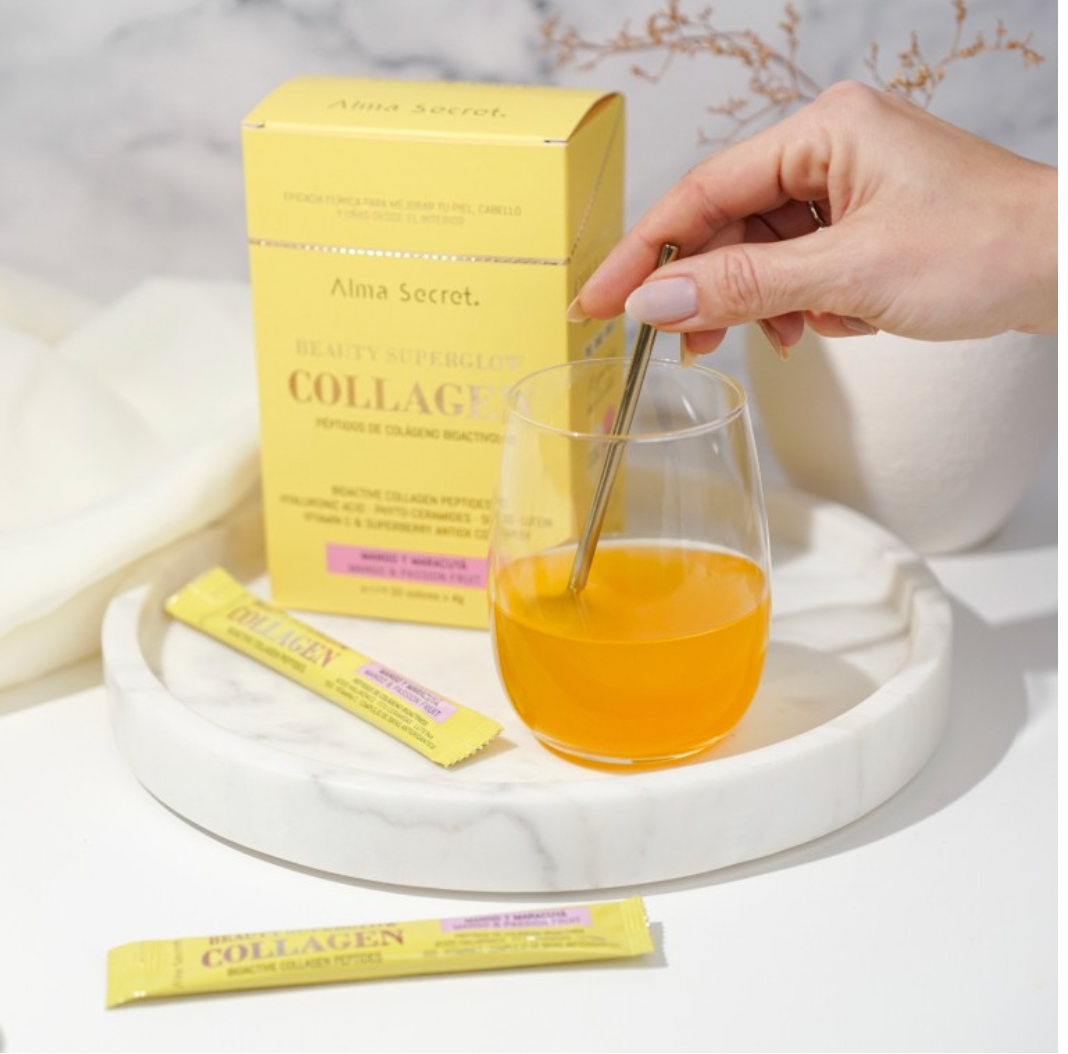 BEAUTY SUPERGLOW COLLAGEN - Kolagenový nápoj pro zářivou pleť a pevnější pokožku, příchut' mango & marakuja